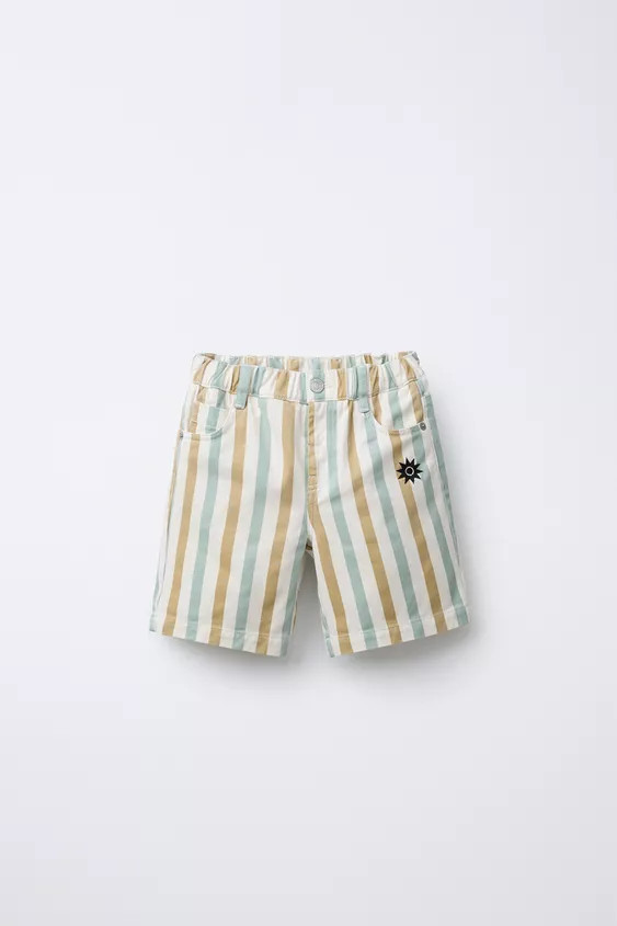 STRIPED EMBROIDERED SHORTS | Zara US