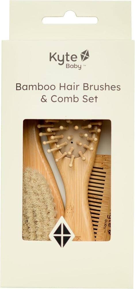 Kyte BABY Bamboo 3-Piece Brush Set - 1 Goat Hair Brush, 1 Wooden Bristle Brush and 1 Bamboo Comb | Amazon (US)