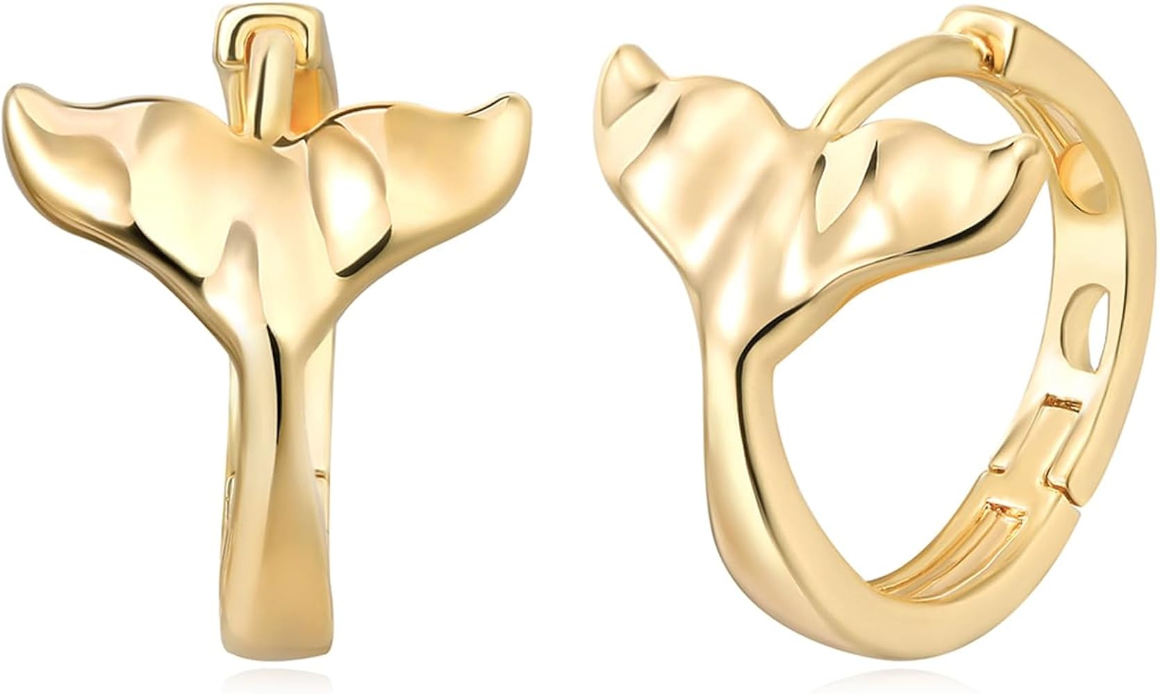 MYEARS Women Mermaid Tail Earrings Gold Huggie Hoop Fishtail Sleeper 14K Gold Plated Small Simple... | Amazon (US)