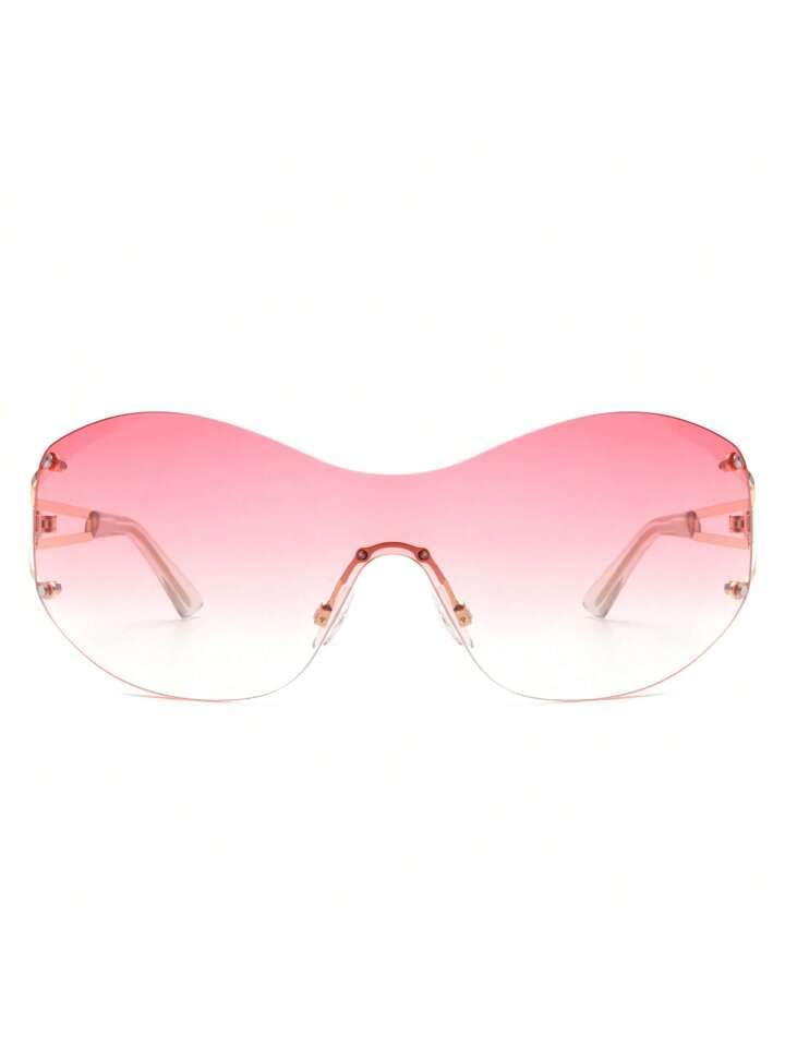 Women's Frameless Oversized Fashion Oval Fashion Sunglasses | SHEIN