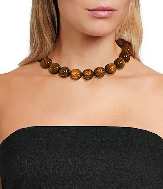 Tiger's Eye Beaded Statement Collar Necklace | Dillard's