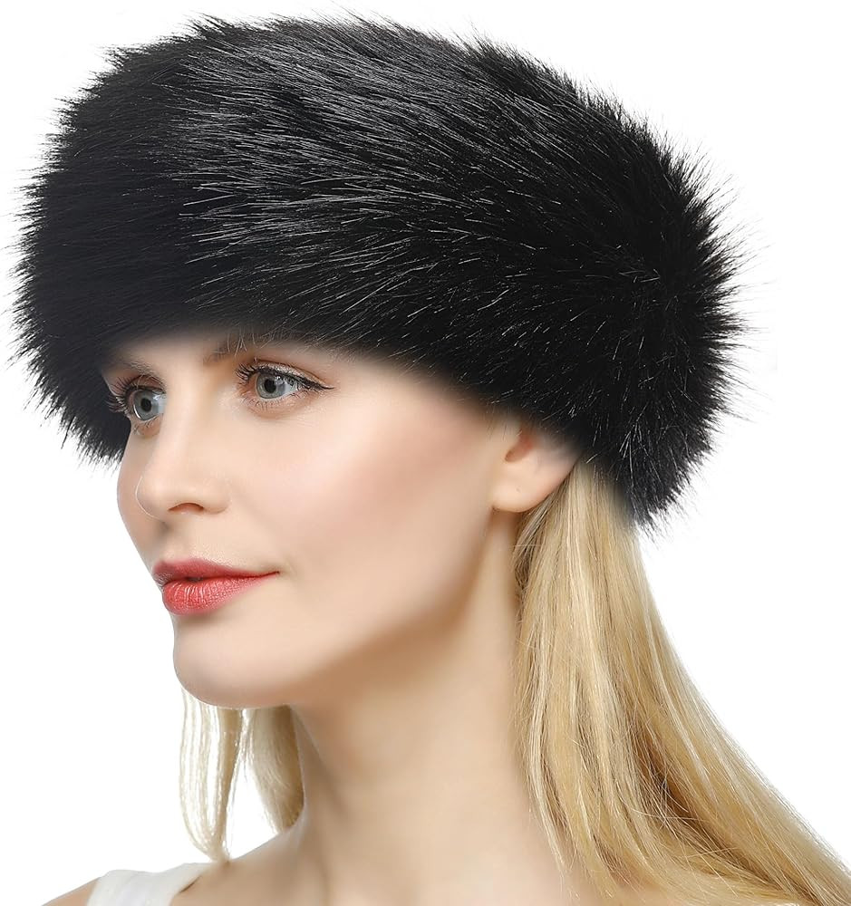 Dikoaina Womens Faux Fur Headband Winter Earwarmer Earmuff Ski | Amazon (US)