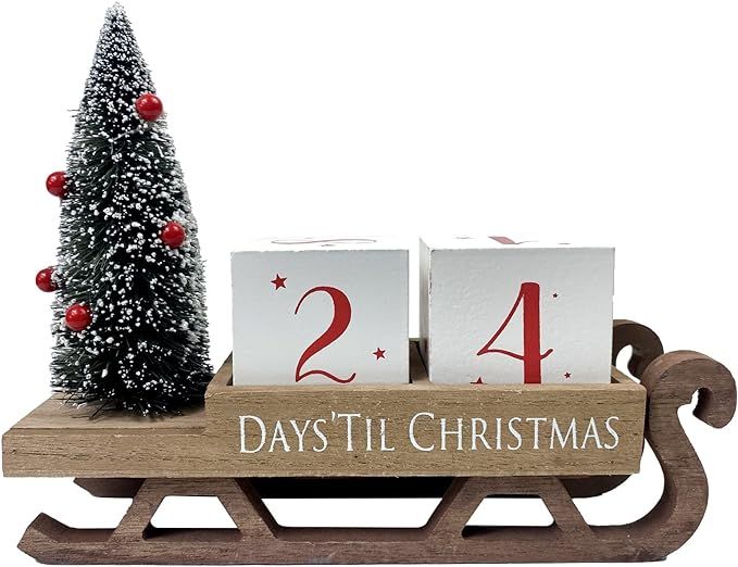 HOMirable Christmas Countdown Blocks Santa Sleigh Advent Calendar 32 Days Christmas Tree Decorati... | Amazon (US)