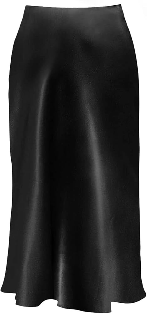 Leopard Skirt for Women Midi Length High Waist Silk Satin Elasticized Cheetah Skirts | Amazon (US)