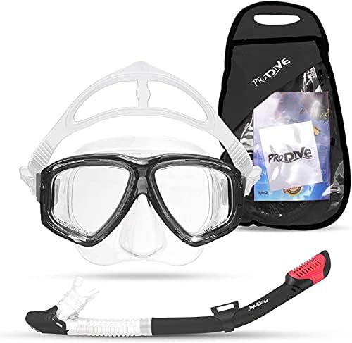 PRODIVE Premium Dry Top Snorkel Set - Impact Resistant Tempered Glass Diving Mask,Watertight and ... | Amazon (US)