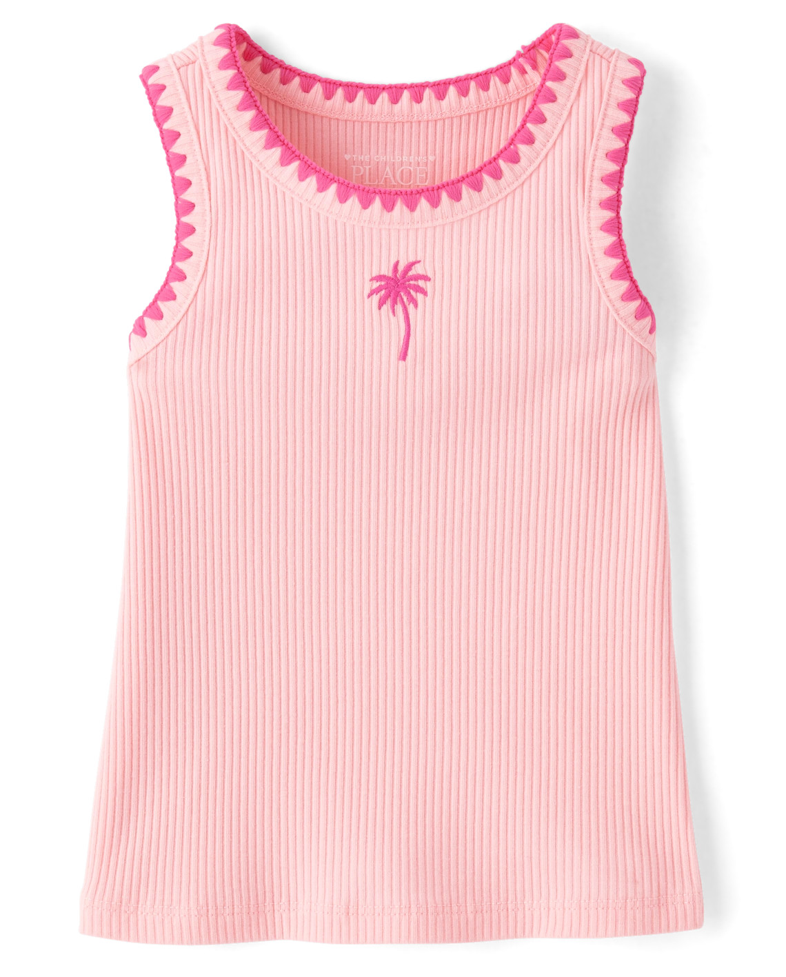 Baby And Toddler Girls Embroidered Icon Ribbed Tank Top - pink | The Children's Place