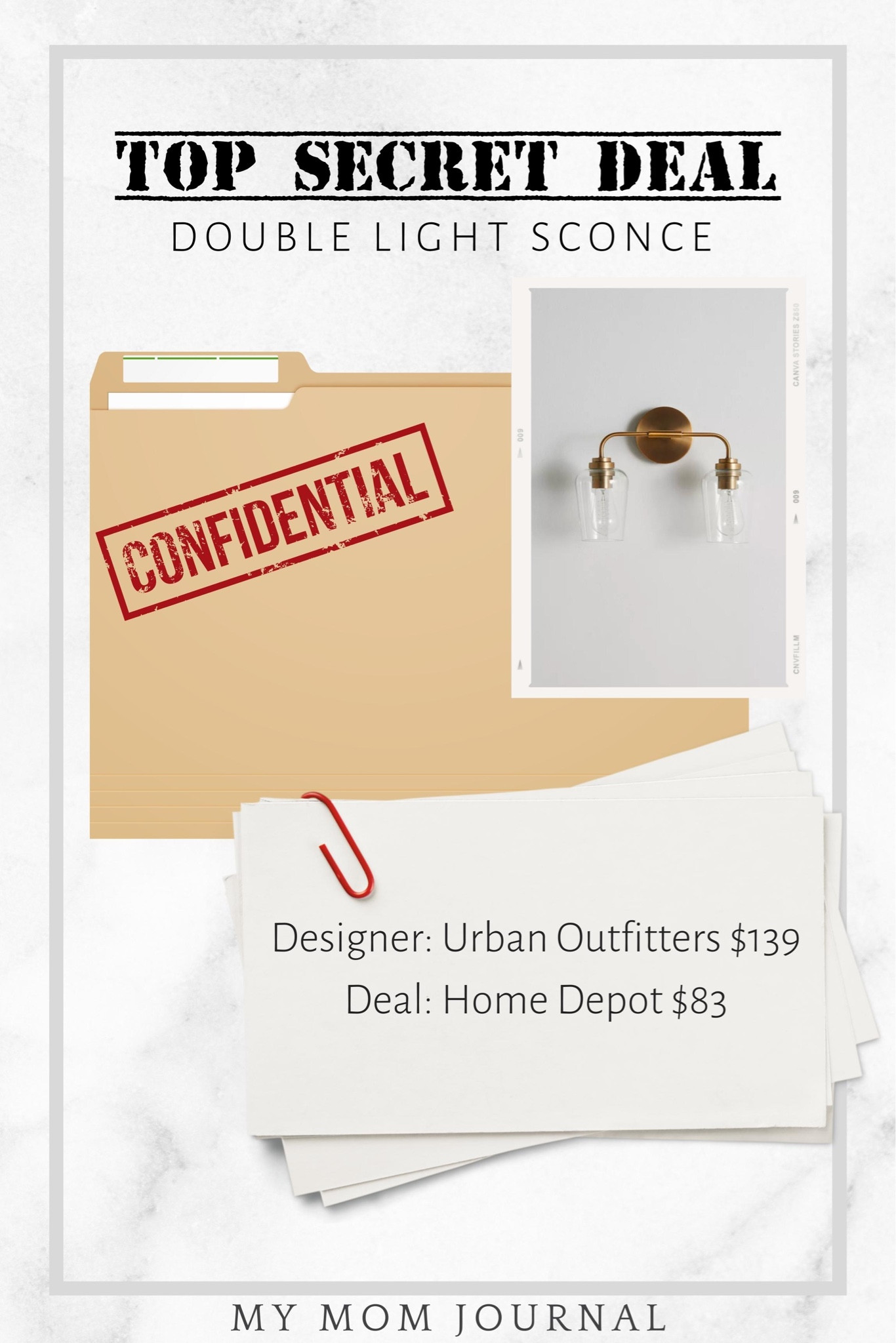 Top Secret Deal! This double light sconce sells for $139 at Urban Outfitters but is just $83 at Home Depot!

#topsecret #deals #UO #urbanoutfitters #homedepot #mymomjournal #homedecor #dotd

#LTKsalealert #LTKhome #LTKunder100