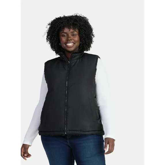 Time and Tru Women's and Women's Plus Faux Fur Reversible Vest, Sizes XS-2X | Walmart (US)