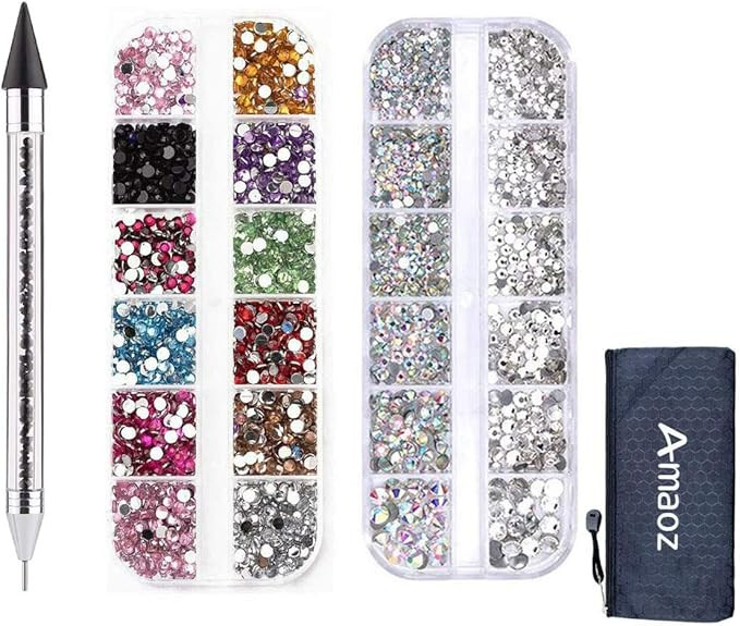 Amaoz Rhinestone Jewel Pickup Tool,Dual-ended Picker Dotting Pen Crystal Studs Wax Pen, Flat Back... | Amazon (US)