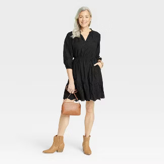 Women's Bishop 3/4 Sleeve Eyelet A-Line Dress - Knox Rose™ | Target