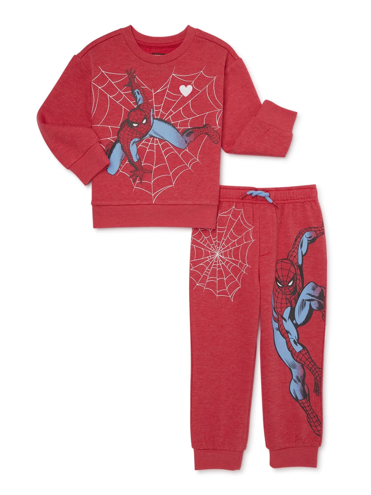 Toddler Boy Spiderman Valentine’s Day Crewneck Sweatshirt and Joggers Set, 2-Piece Set, Sizes 1... | Walmart (US)