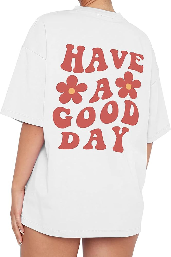 Meladyan Women’s Oversize Graphic Printed T-Shirts Short Sleeve Drop Shoulder Round Neck Loose ... | Amazon (US)