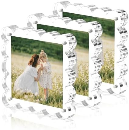 Clear Picture Frames 3Pack - Acrylic Magnetic Photo Frame 4×4 Inch, Double Sided Magnet Frames w... | Amazon (US)