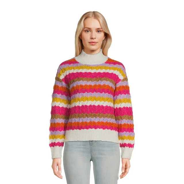 99 Jane Street Women's Mock Neck Pullover Sweater with Long Sleeves, Midweight, Sizes XS-XXXL | Walmart (US)