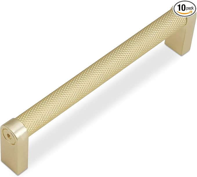10 Pack 5Inch Kitchen Cabinet Handles Brushed Gold Knurled Cabinet Pulls Gold Drawer Pulls Kitche... | Amazon (US)