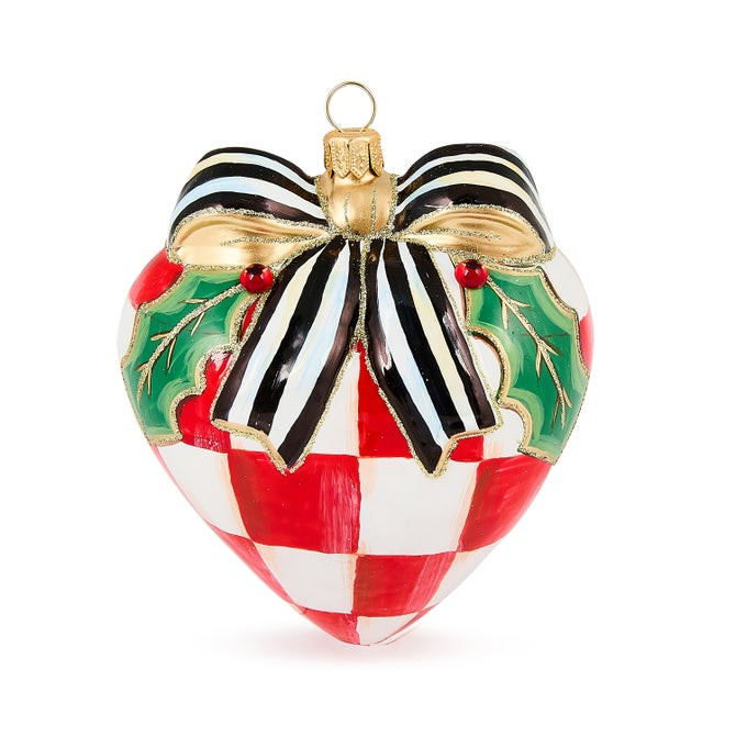 Check It Out Red Heart Glass Ornament | MacKenzie-Childs