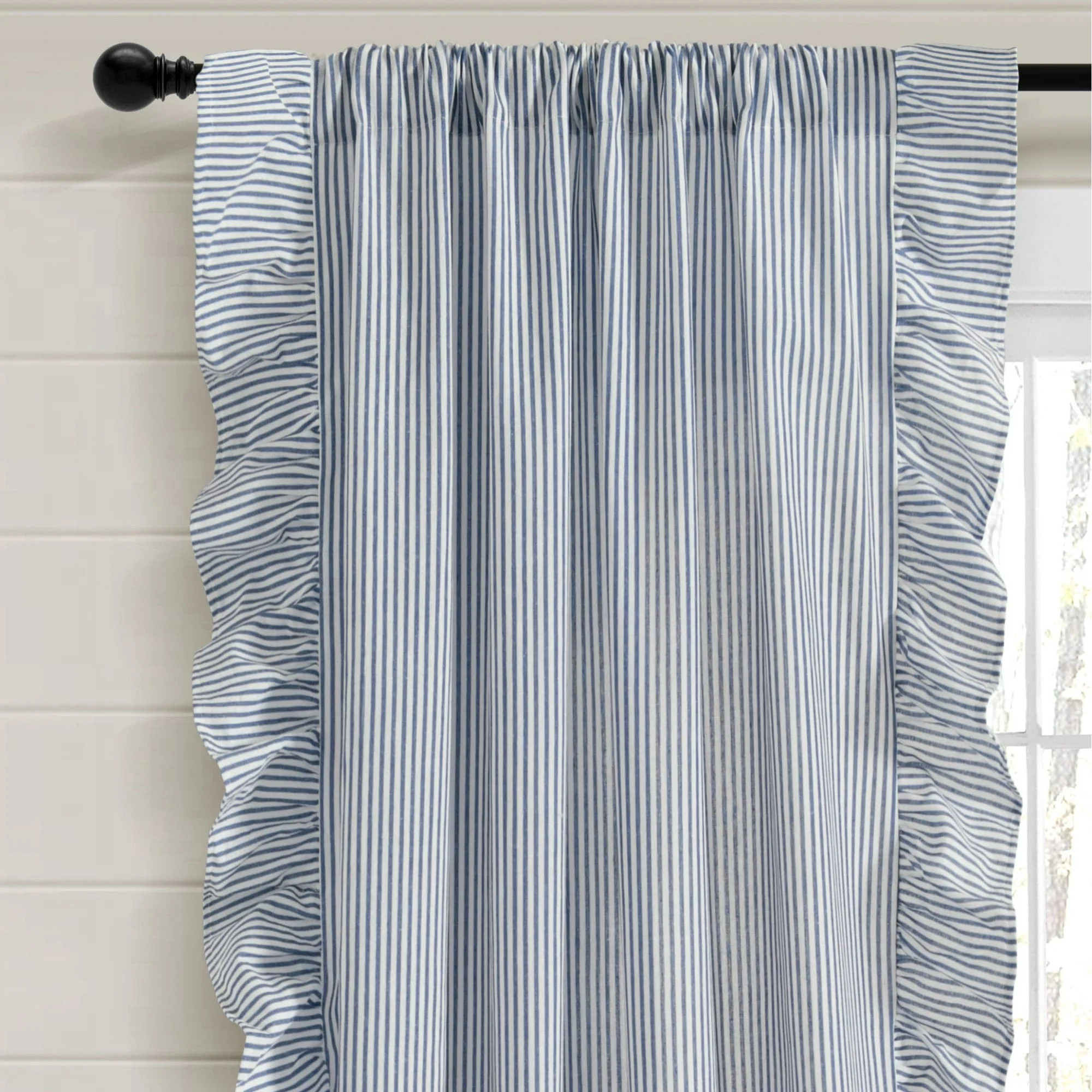 Lush Decor Farmhouse Reyna Ruffle Window Curtain Panels Navy 54x84 Set | Walmart (US)