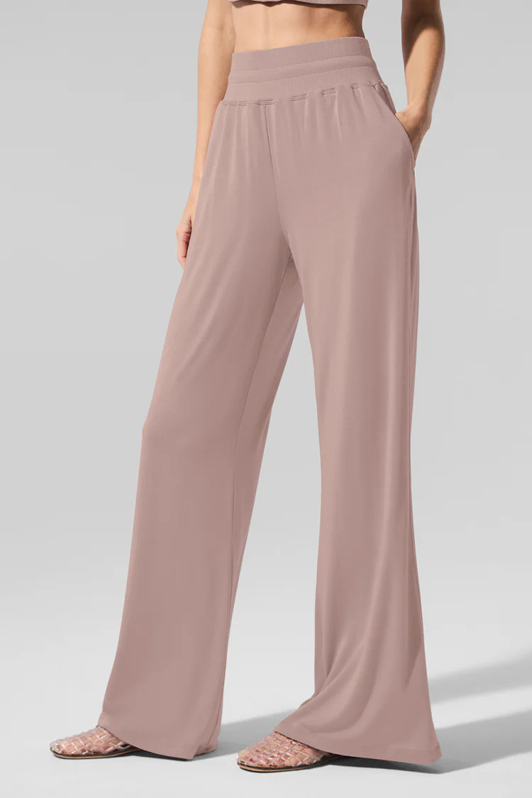 Semi-Sheer Delicate Lounge Flare Pant - Taupe | Alo Yoga (US)