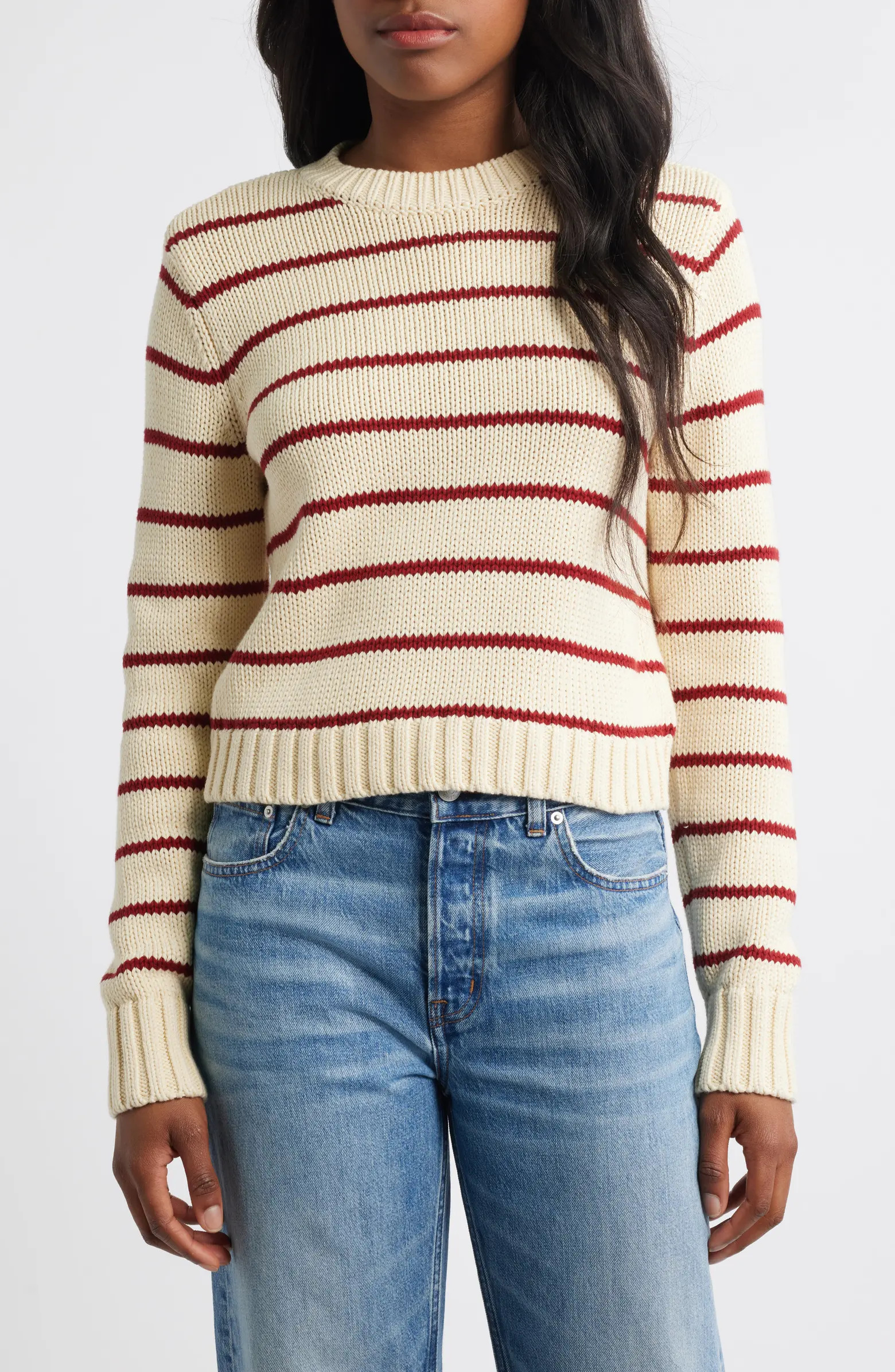 Stripe Relaxed Cotton Sweater | Nordstrom