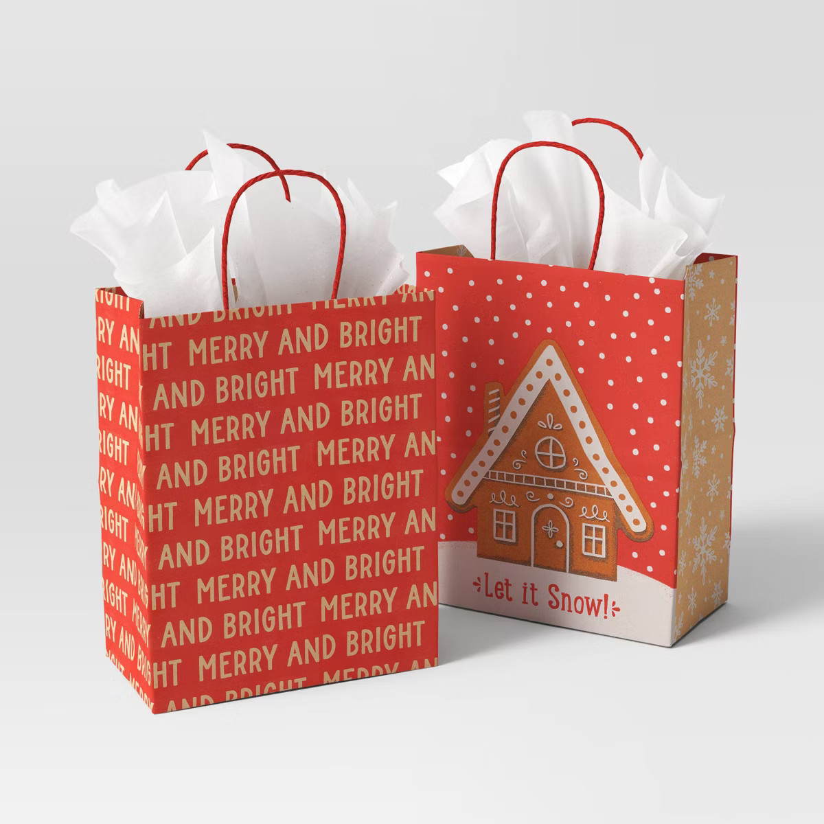 2ct Let It Snow and Merry and Bright Cub Christmas Gift Bags - Wondershop™ | Target