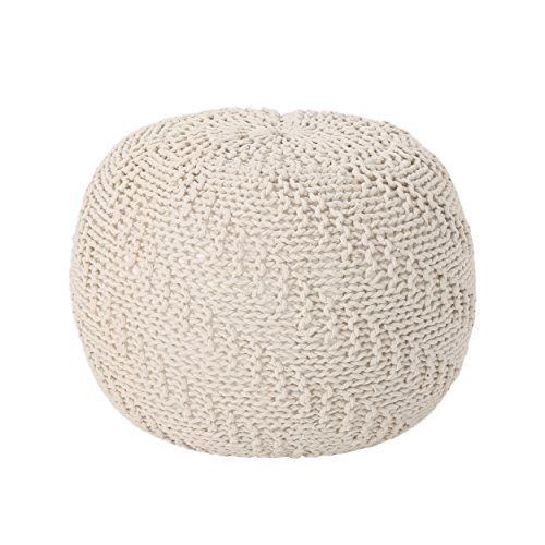 Christopher Knight Home Austin Knitted Cotton Pouf in Beige | Amazon (US)