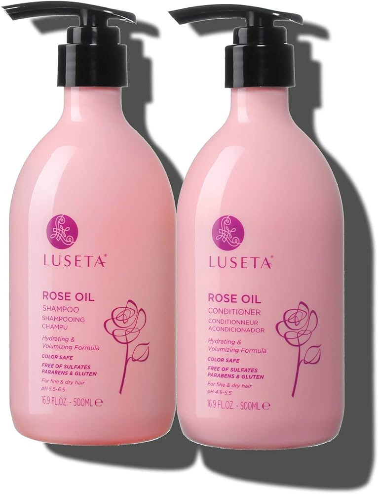 Luseta Rose Oil Shampoo and Conditioner for Volumizing & Hydrating - Color safe, gluten-free, sul... | Amazon (US)