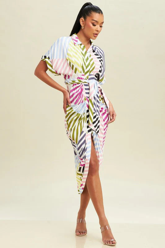 Multi Stripe Midi Shirt Dress | TandyWear