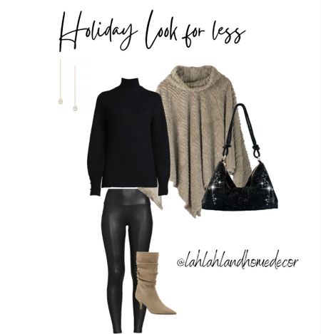 Comfy Holiday looks for less! Woman’s sweater | poncho | purse | black booties | shoes | gold | sequin | boots 

#LTKHoliday #LTKGiftGuide #LTKfit