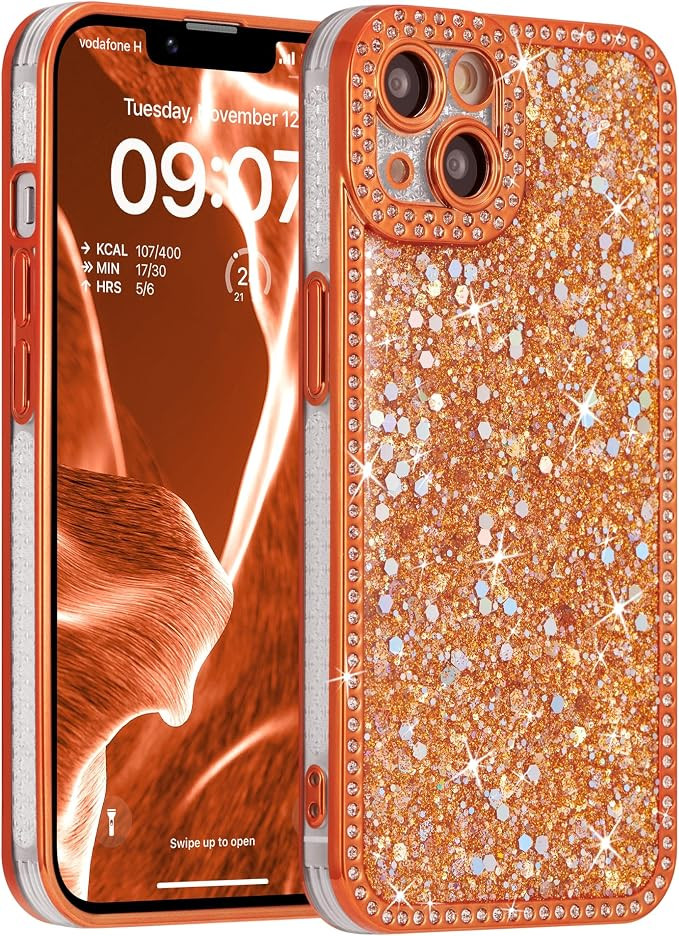 FABSPARK Case for iPhone 15 Plus,Glitter Crystal Diamond Rhinestones Sequin Shiny Bling Sparkly G... | Amazon (US)