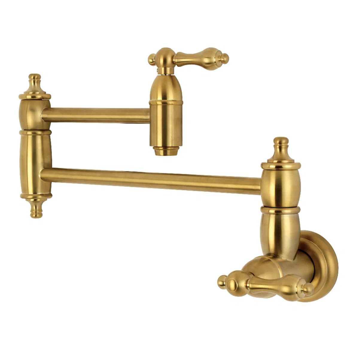Kingston Brass Restoration Two-Handle 1-Hole Wall Mount Pot Filler Faucet KS3107AL | Wayfair North America