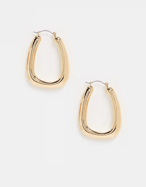 Topshop chunky earrings in gold oval | ASOS | ASOS (Global)