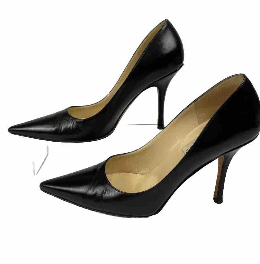 Jimmy Choo London Black Leather Stiletto Pumps Classic 4” Heels Sz EU 39 US 8 | eBay US