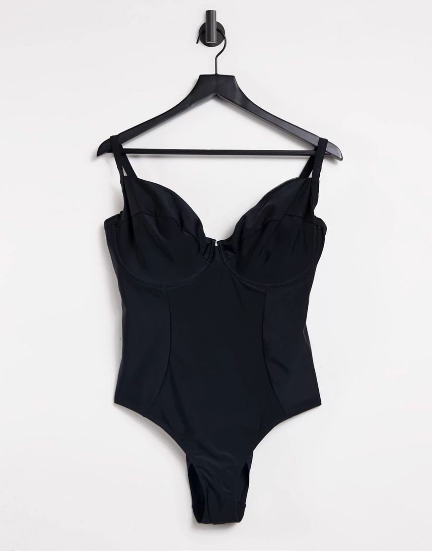 Ivory Rose Fuller Bust underwire swimsuit in black | ASOS (Global)
