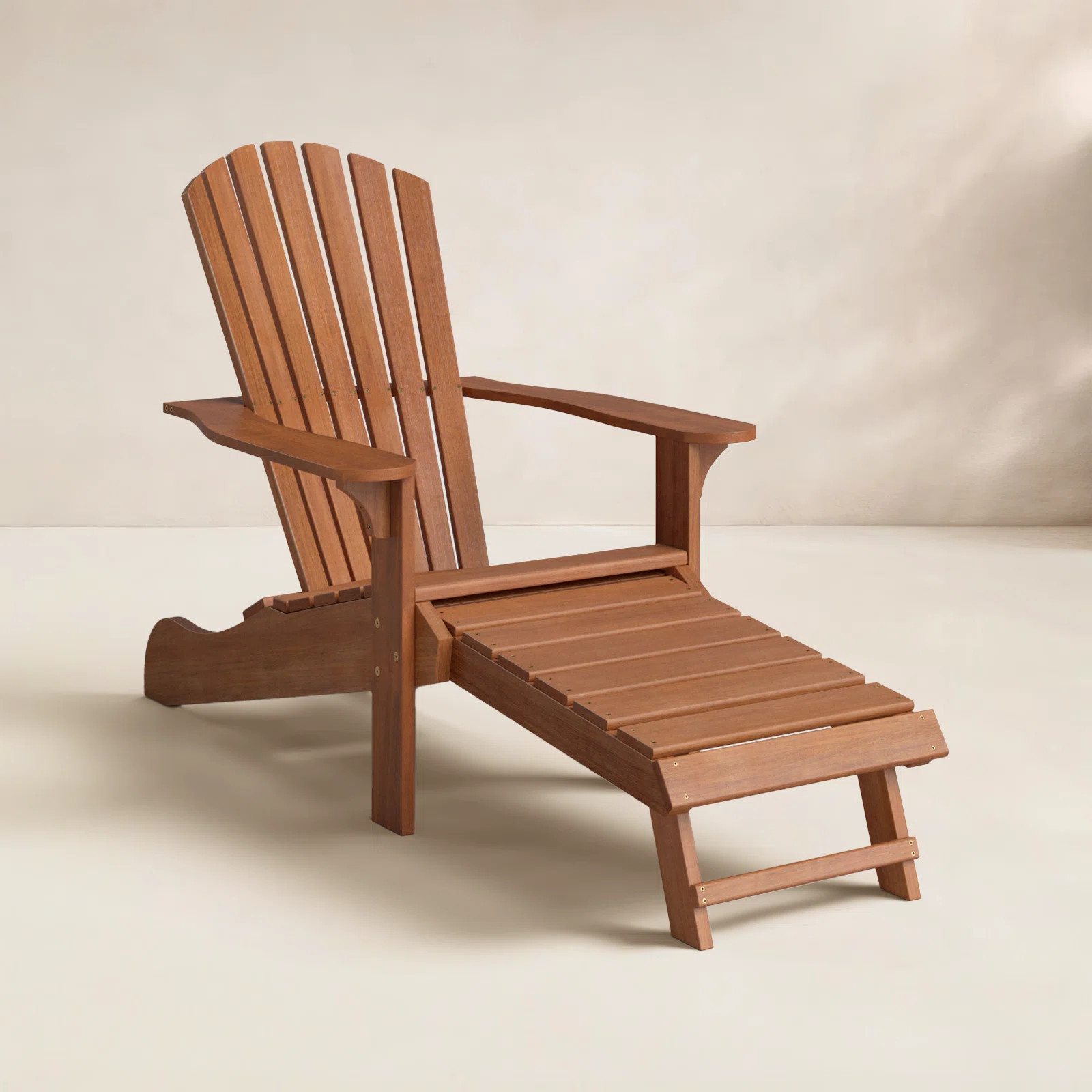 Aredale Eucalyptus Outdoor Adirondack Chair with Ottoman | Birch Lane