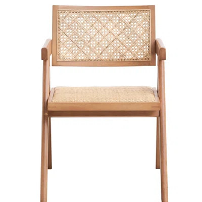 Beige Natural Arm Chair (2) - Strong Wood Leg Support Cushioned Chairs Mid-century Modern For Soda Area & ( Of 2) Solid Frame Tea | Wayfair North America