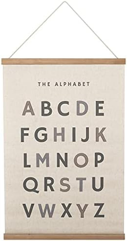 Bon et Beau 16×24 Inch Embroidered Alphabet Poster with Wood Poster Hanger - Neutral Gray Wall D... | Amazon (US)