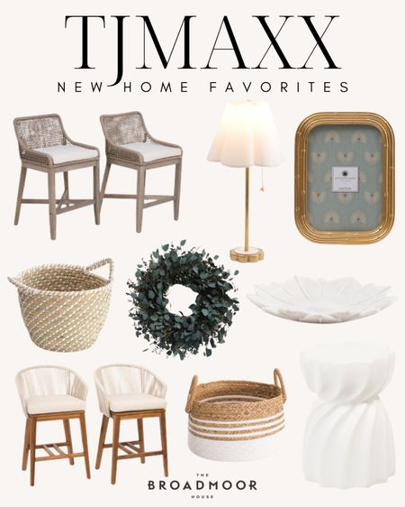 Tjmaxx, neutral home, counter stools, wreath, side table, storage baskets, picture frame, home decor, 

#LTKHome #LTKFindsUnder100 #LTKStyleTip