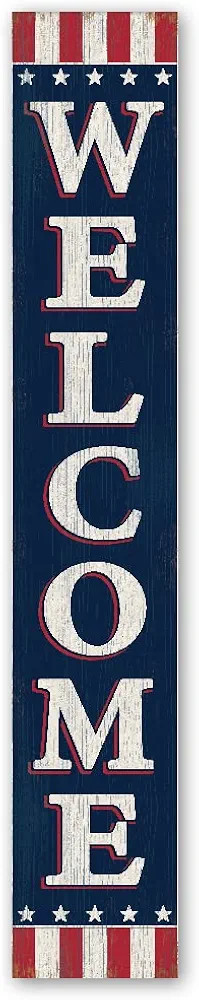 My Word! Welcome Navy Flag Patriotic Welcome Sign and porch leaner for Front Door, Porch, Yard, D... | Amazon (US)