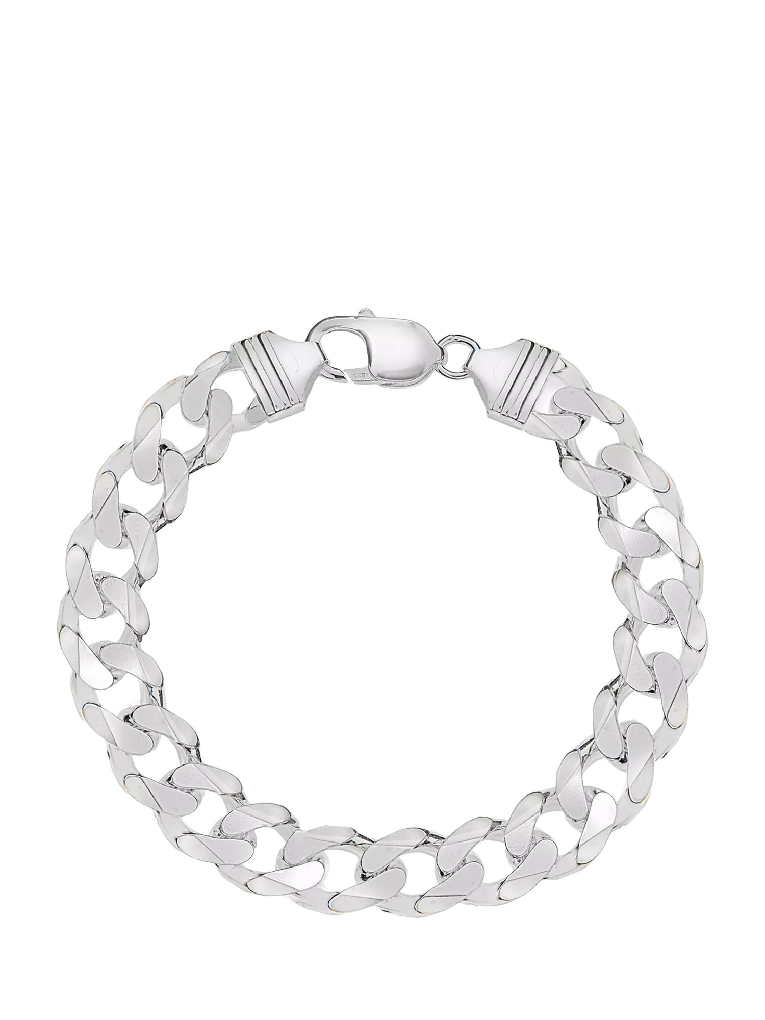 Hoxton London Men's Curb Chain Bracelet, Silver | John Lewis (UK)