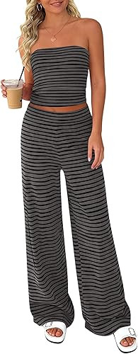 PRETTYGARDEN Two Piece Striped Sets for Women Summer Travel Outfits 2026 Spring Y2K Going Out Vac... | Amazon (US)