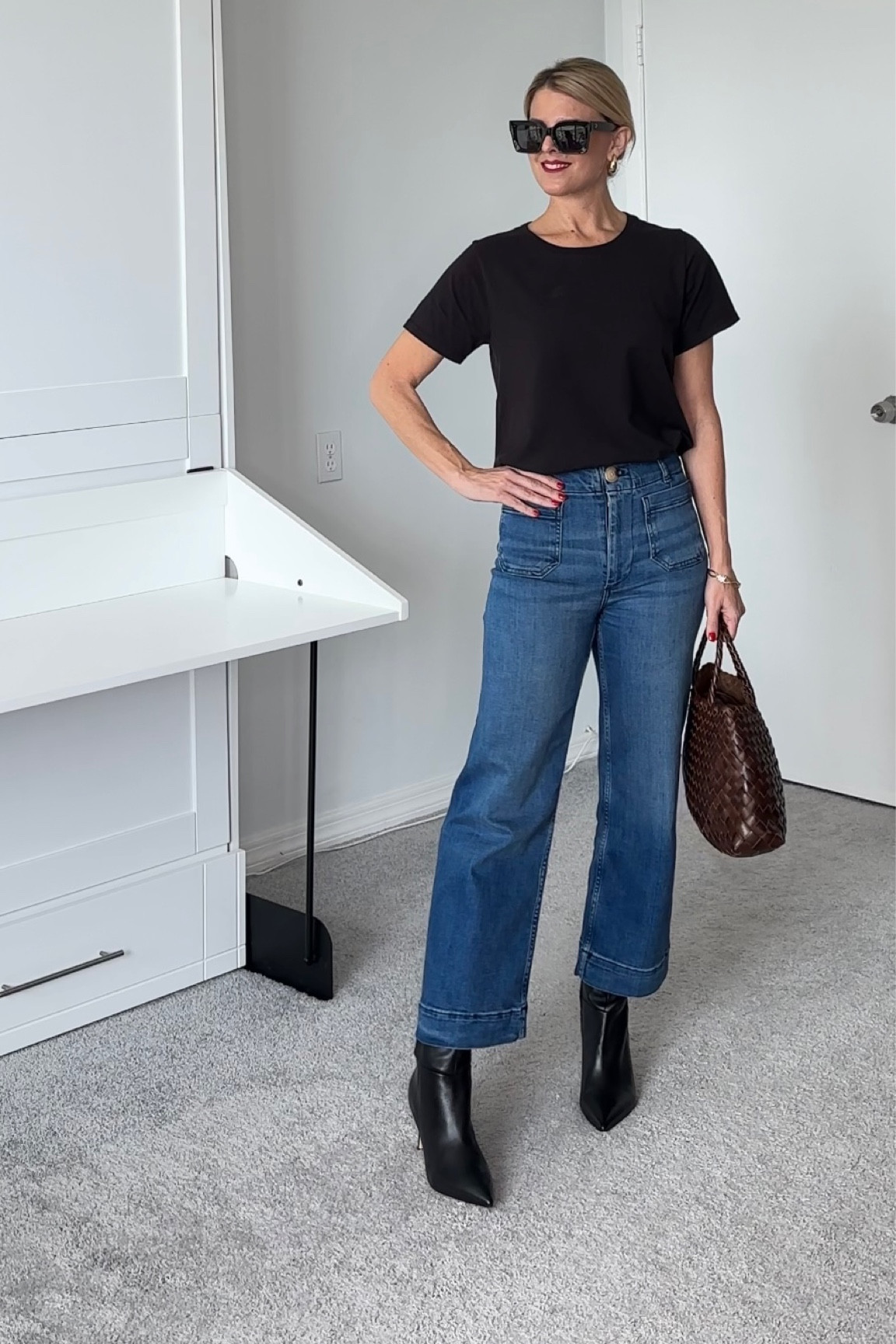 Cropped jeans styled for fall.   The trick to wearing boots with a cropped Jean is to show off your ankles. 

The boots I'm wearing are knee high,    I needed to size down.  I'm typically a 7-7.5 in this boot I'm wearing a 7 and it comes in 2 calf sizes.   I'm wearing the narrow calf 

#LTKover40 #LTKshoecrush #LTKfindsunder50