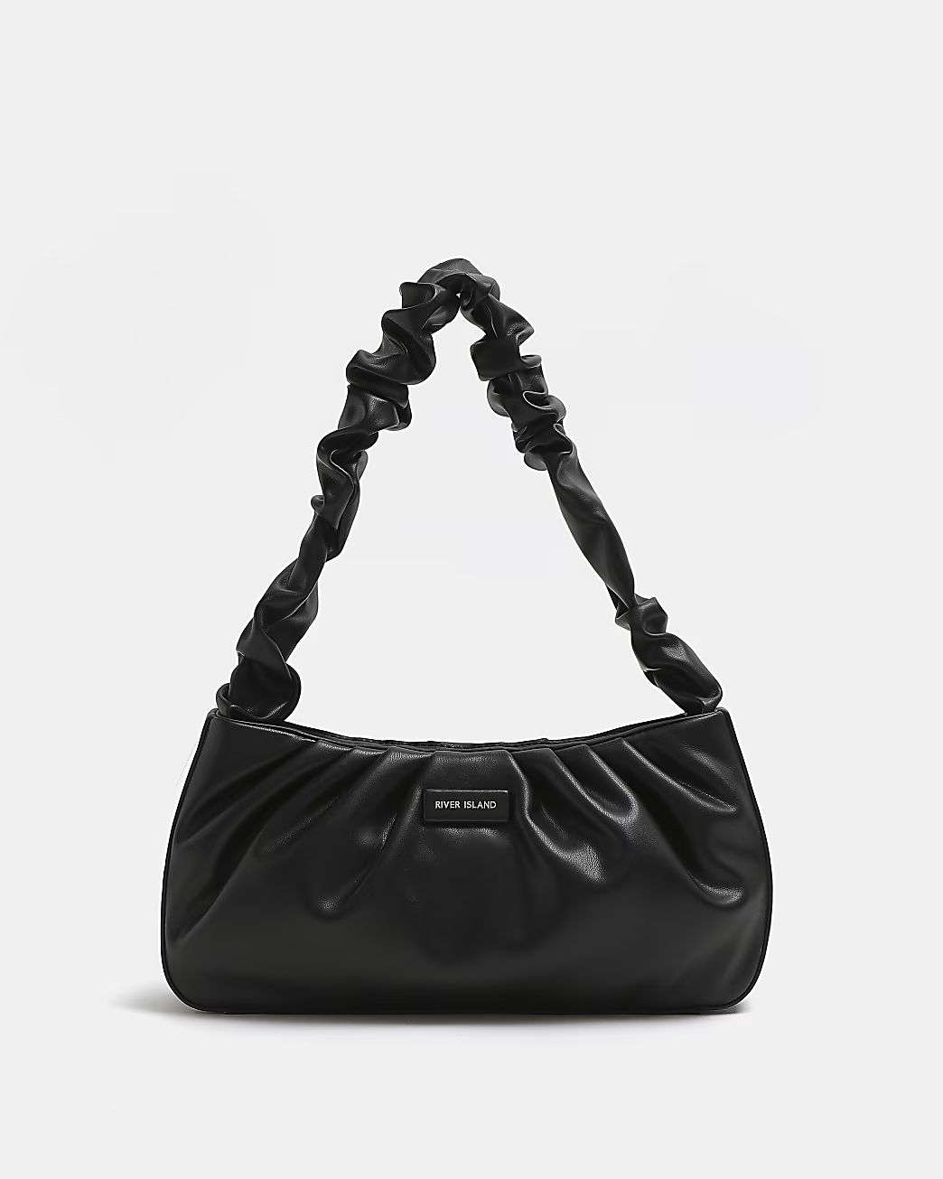 Black ruched shoulder bag | River Island (UK & IE)