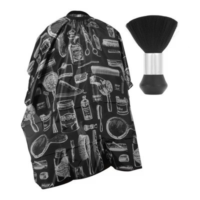 Unique Bargains Fashion Hair Cutting Cape with Brush 55.12"x46.06" Gray Black 1 Set | Target
