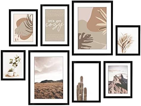 ArtbyHannah 8 Pack Neutral Black Gallery Wall Frame Sets with Wood Picture Frames Collage Wall De... | Amazon (US)
