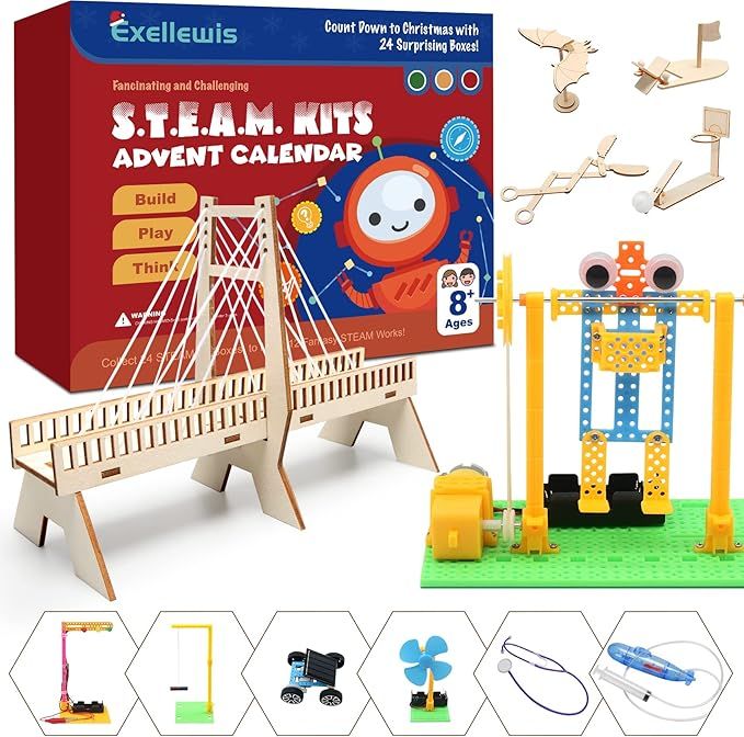 Exellewis STEM Kit Advent Calendar 2022, 24 Boxes Educational Science Kit Building Toys for Kids,... | Amazon (US)