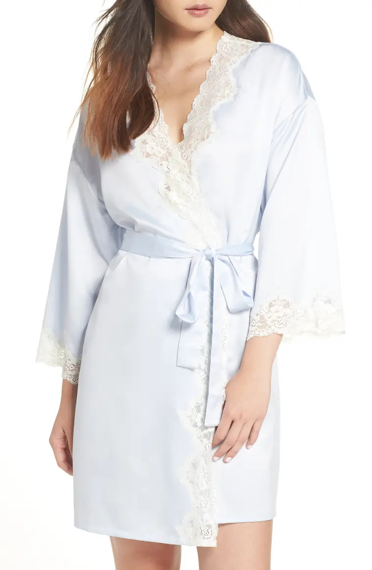 Lace Trim Satin Robe | Nordstrom