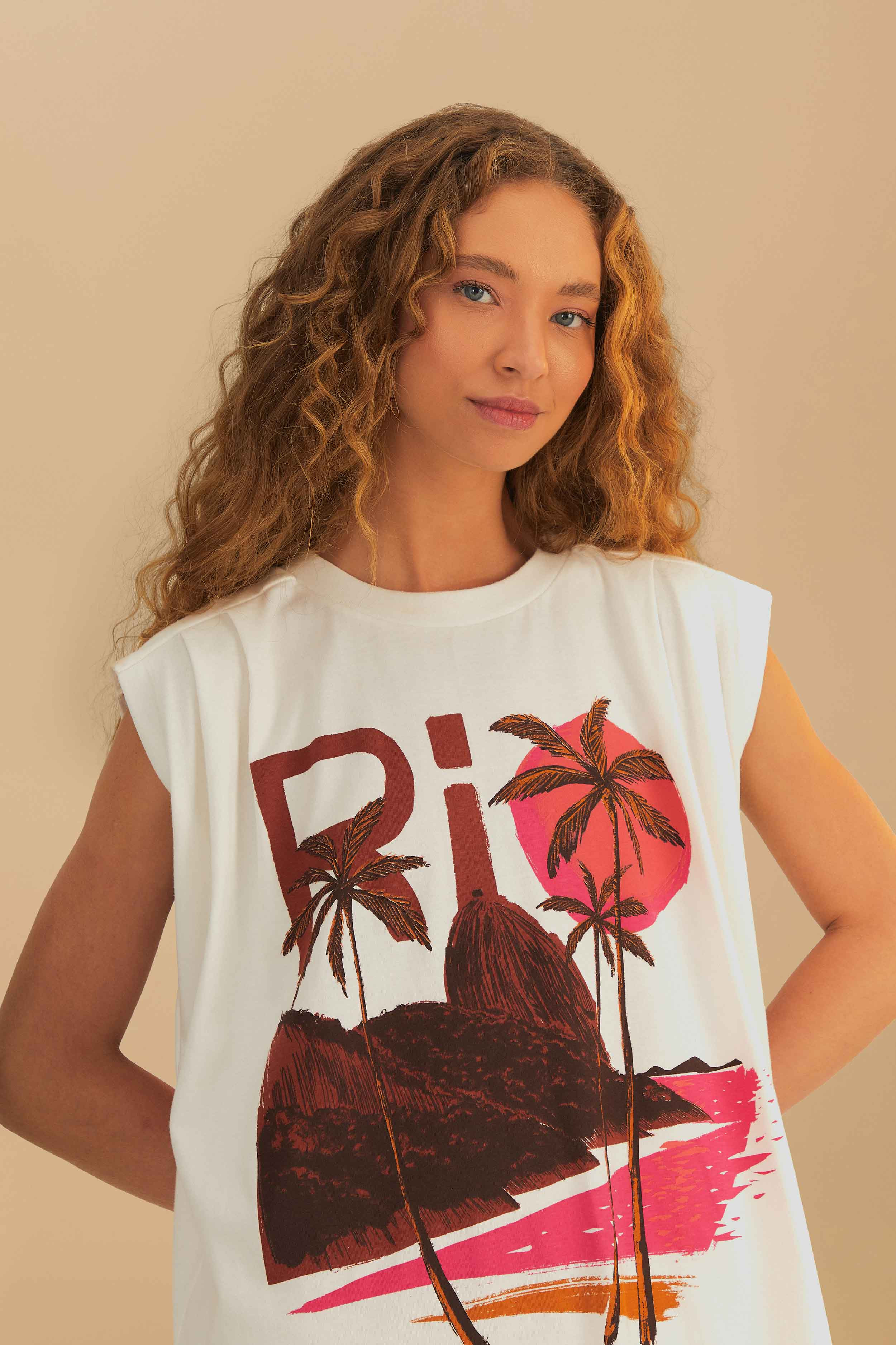 Off-White Rio Sleeveless Organic Cotton Jumpsuit | FarmRio (US)