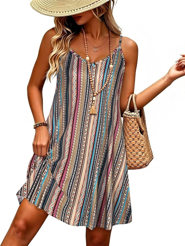 Womens Spaghetti Strap Dress Summer Dresses Beach Cover Ups Casual Sundresses with Pockets 2026 | Amazon (US)