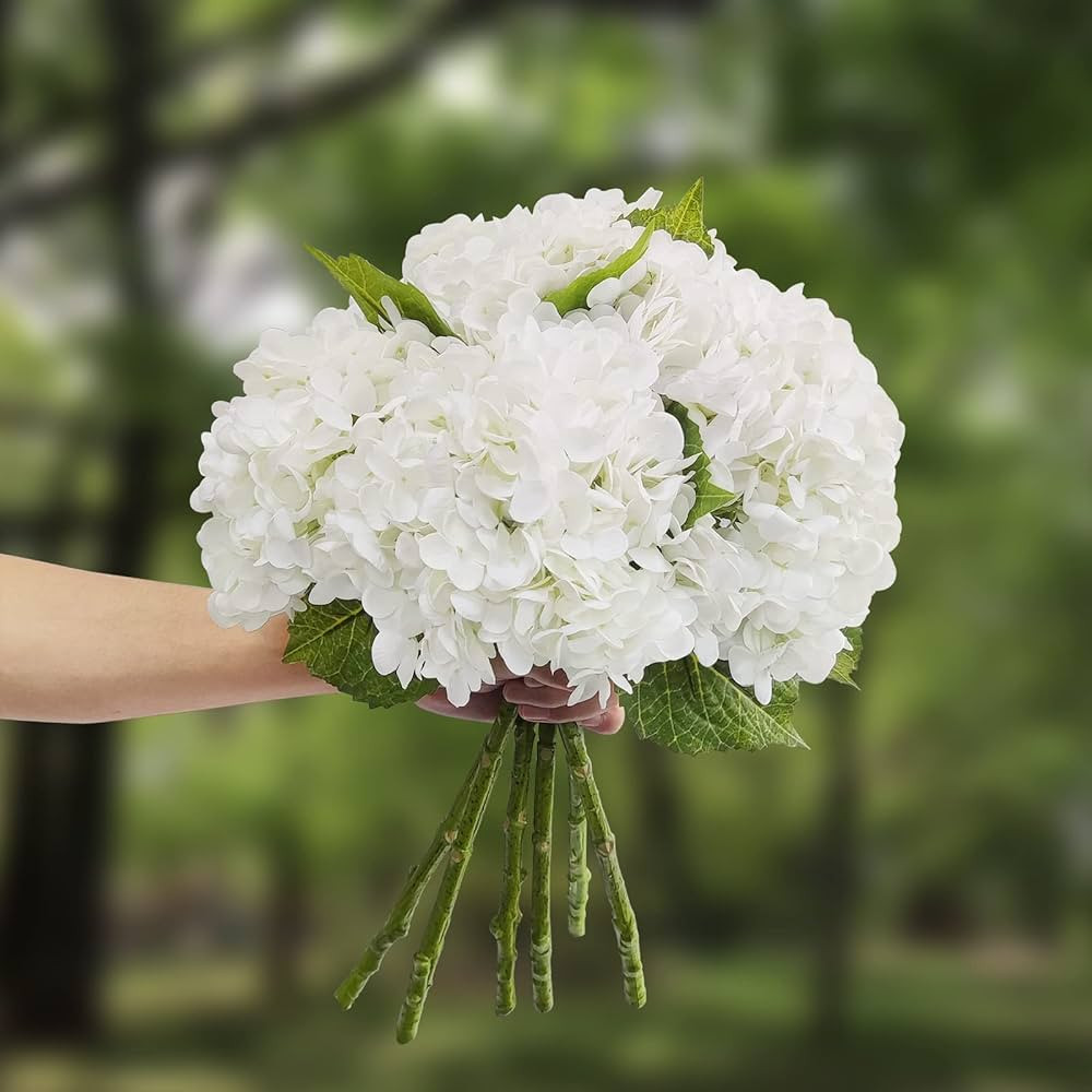 YalzoneMet Hydrangea Artificial Flowers Lifelike Light Real Touch Fake Latex 21 inch Large Hydrangea | Amazon (US)