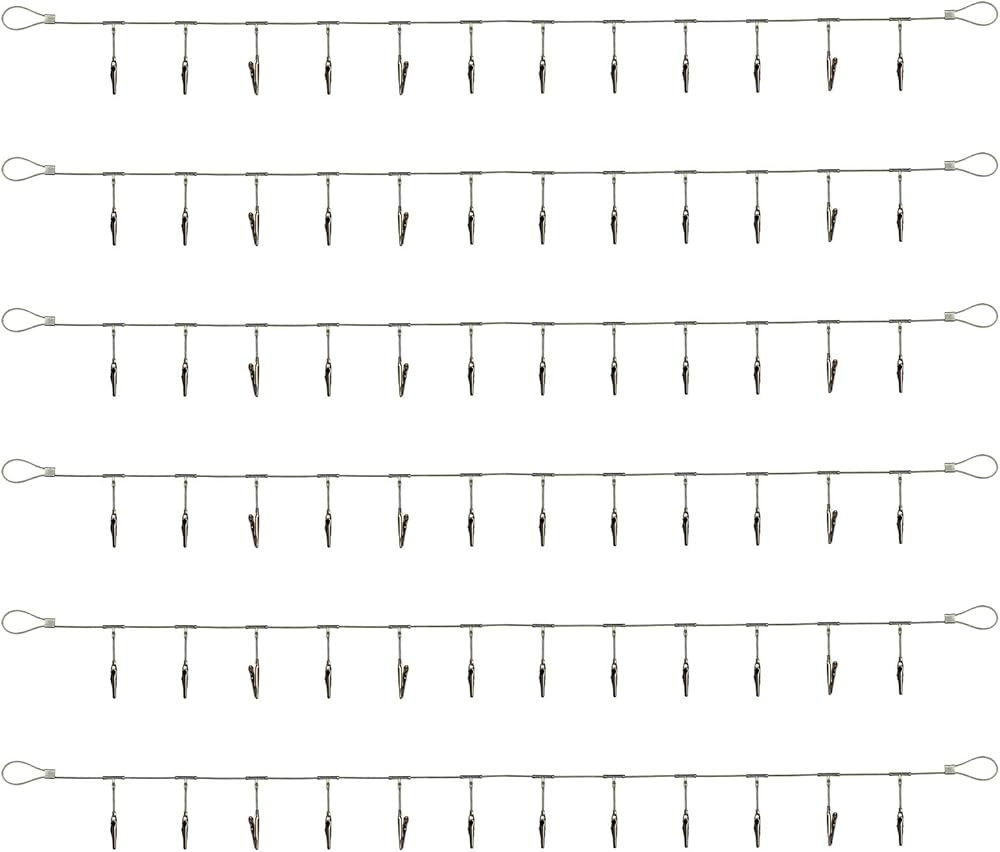 6 Pack 5 ft Steel Wall Hanging Photo Display Cable Wire Rod String with 12PCS Clips, Picture Hold... | Amazon (US)